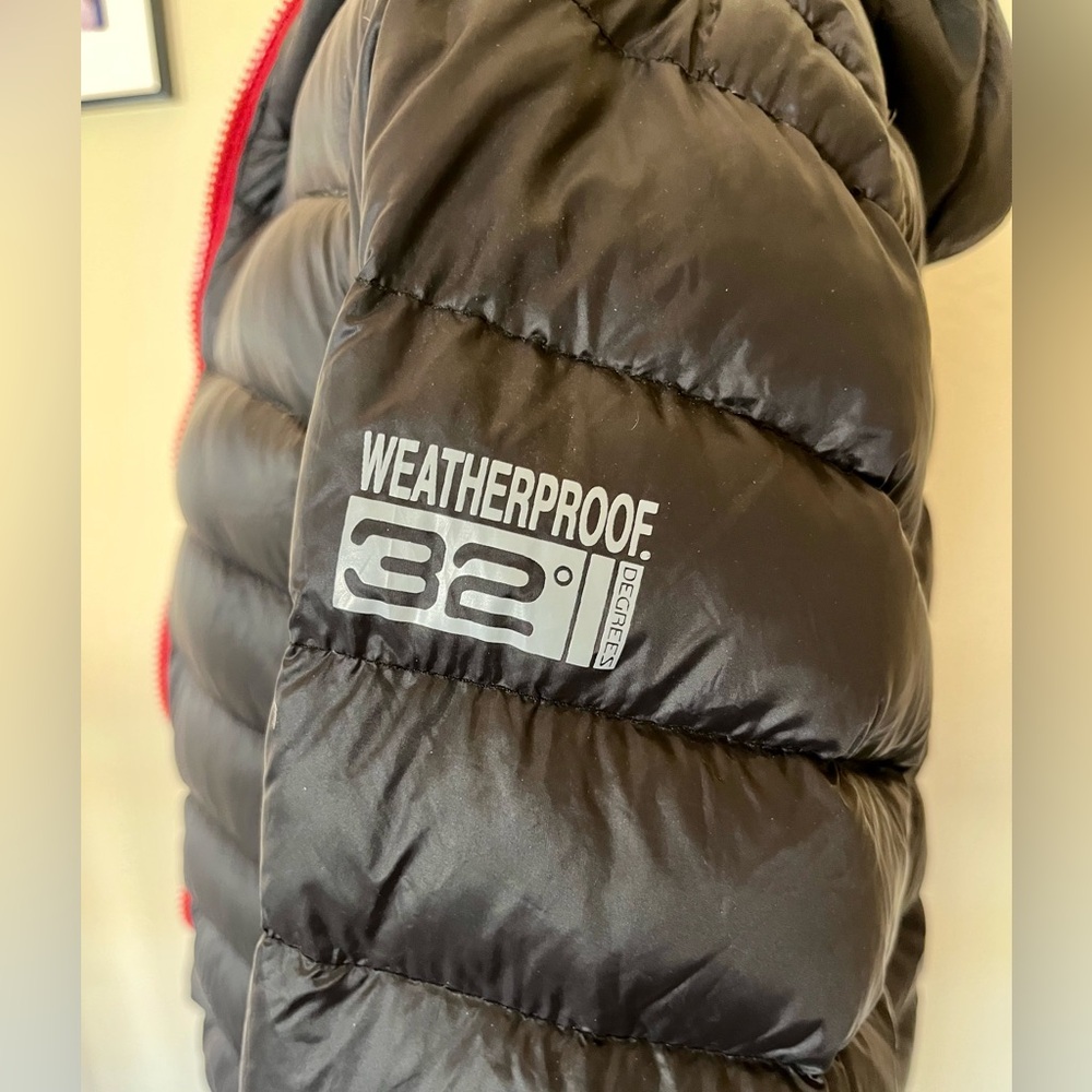 Weatherproof Down Quilted Black and Red Kids Puffer Jacket Packable - Picture 2 of 16
